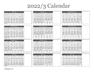 School Calendar Template 2022-3