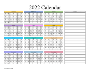 Blank calendar with color