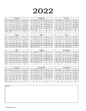 2022 calendar