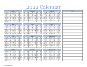 Calendar Yearly 2022