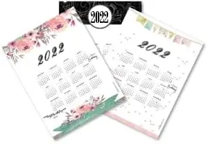 Yearly calendars 2022