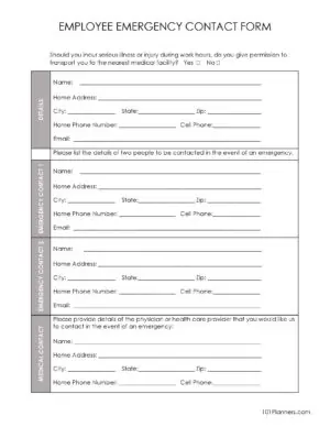 Emergency contact form