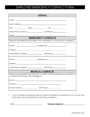 Emergency Contact template