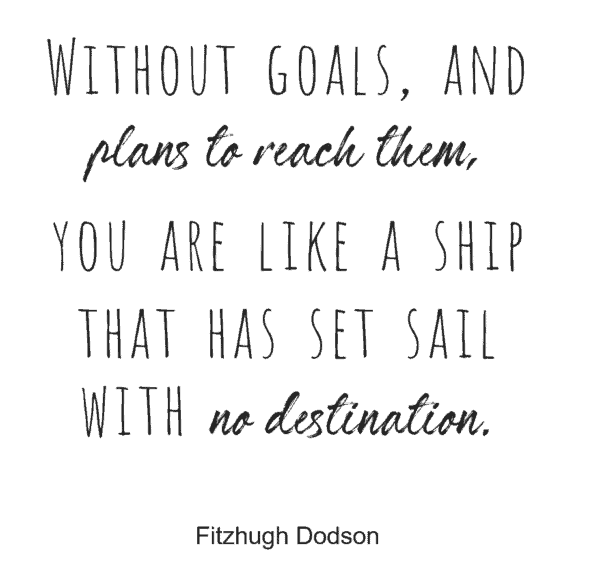 Without goals, and plans to reach them, you are like a ship that has set sail with no destination.