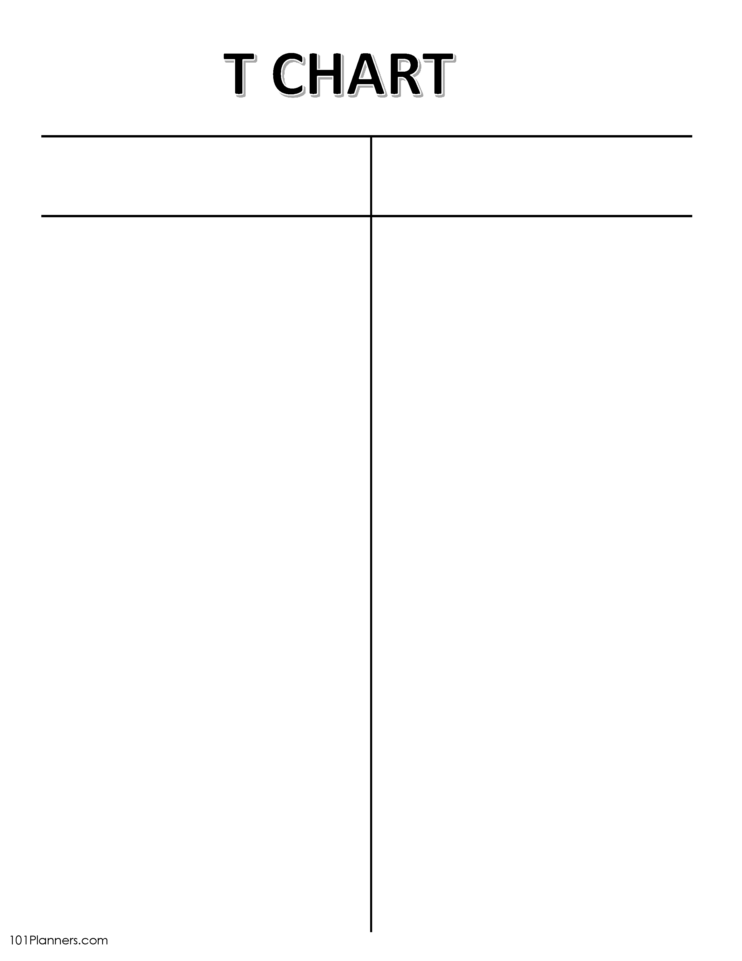 T Chart Template | Online or Editable and Printable