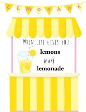 Cute lemonade stand with a glass of lemonade