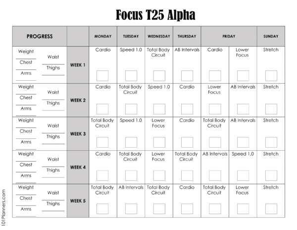 T25 Alpha Calendar
