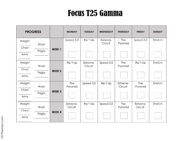 T25 Gamma Calendar