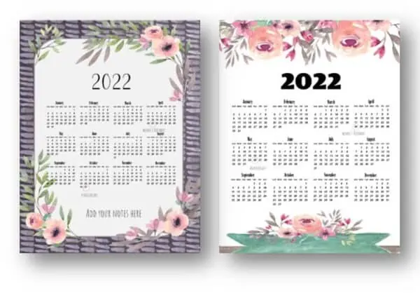2022 calendars