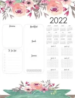 weight loss calendar 2022