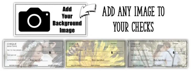 blank check with a background image