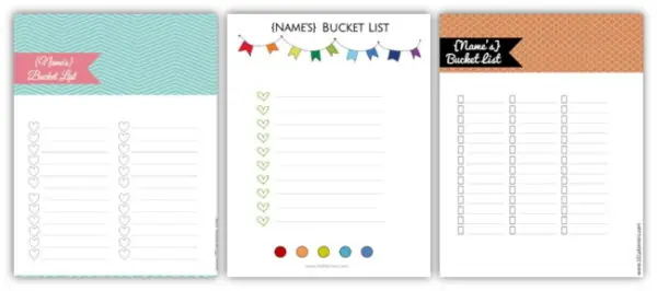 Bucket List templates