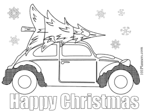 Christmas Tree on a car Coloring Page