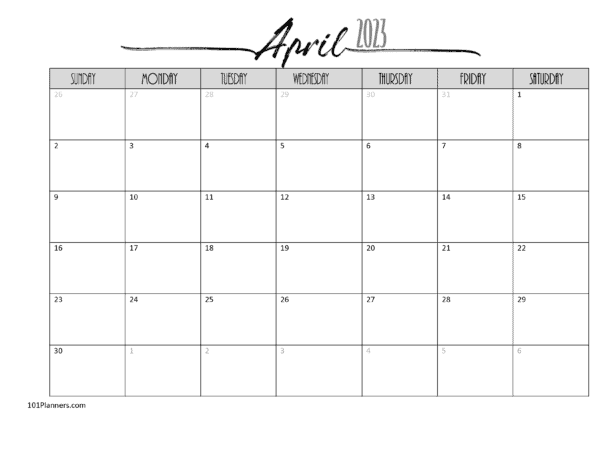 2023 Calendar April