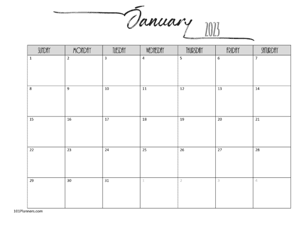 2023 Calendar January