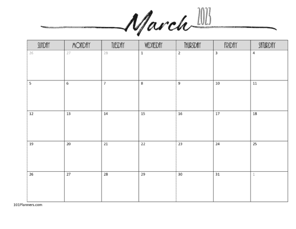 2023 Calendar March