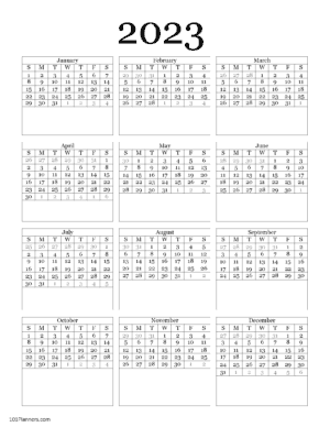 2023 calendar yearly