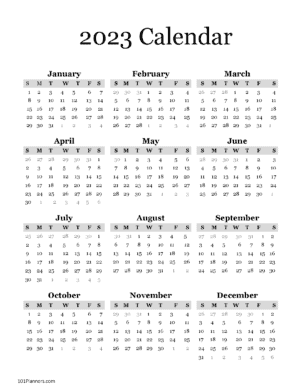 yearly calendar 2023 