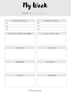 Weekly Calendars with Goals