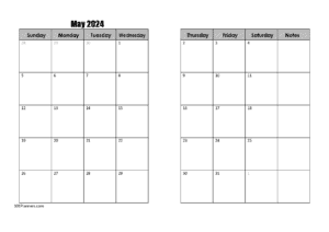 2 Page Monthly calendar