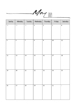 May 2024 blank calendar