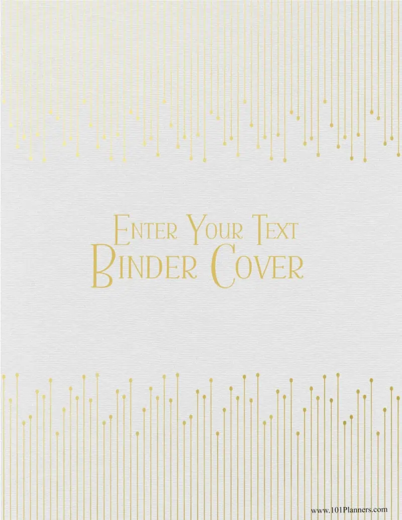 Binder cover with gold stripes