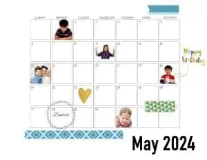 Photo Calendar with an option to add a photo to each day