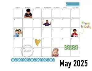 May 2025 Calendar With Daily Photos Wherever You Want to Add Them