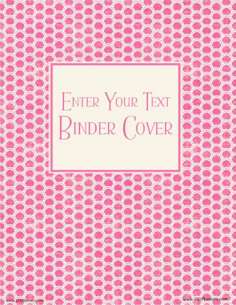 Pink binder cover