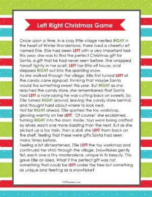 Left Right Christmas Game