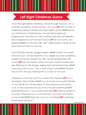 Right and Left Christmas Game