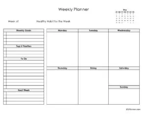 May Weekly Planner - (Black and White)