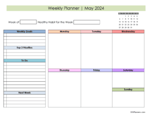 May Weekly Planner - (Color)