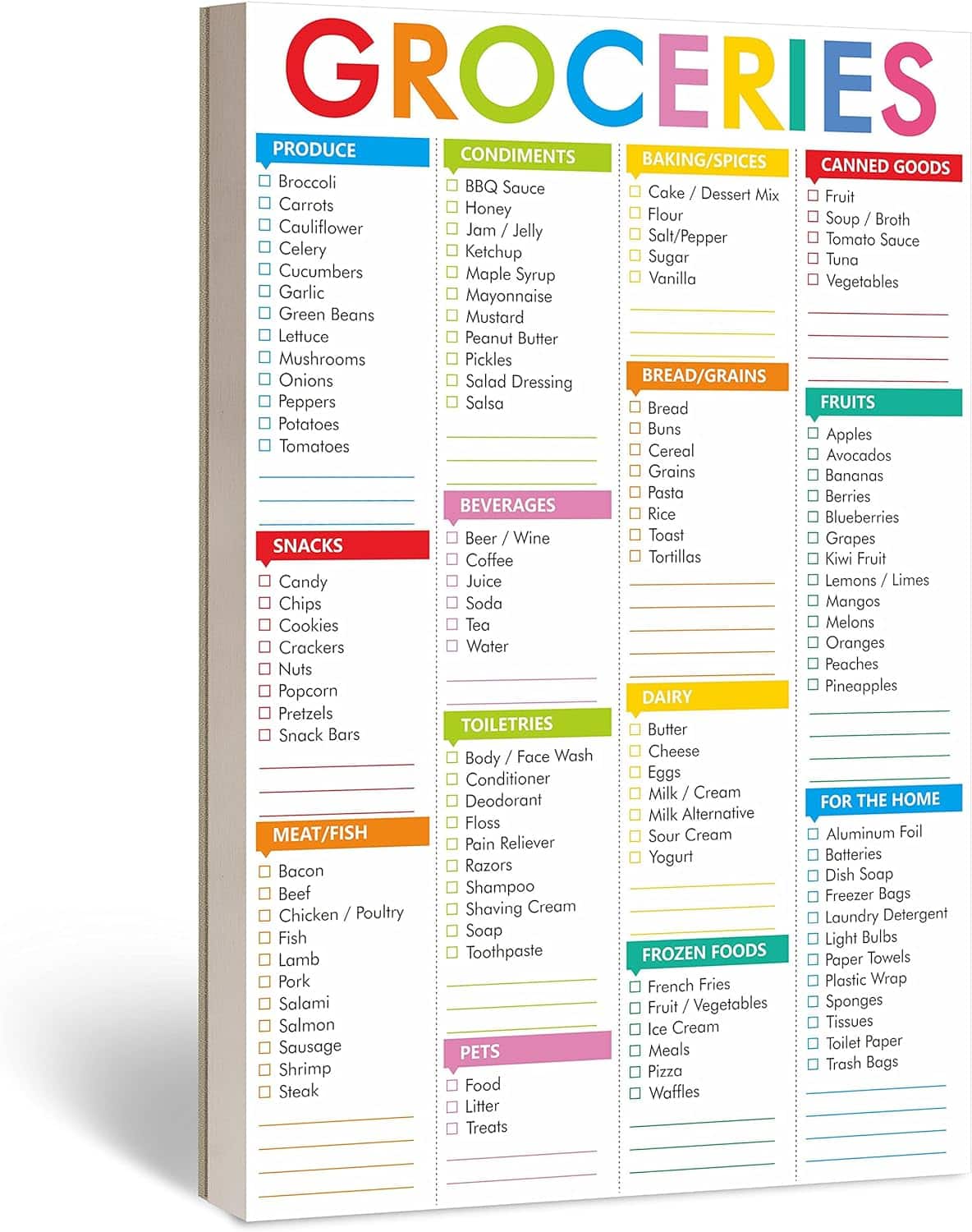 90 Sheets Fastcheck Grocery List Magnet Pad
