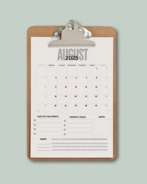 August 2025 calendar