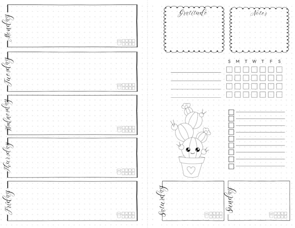 Dashboard bullet journal layout