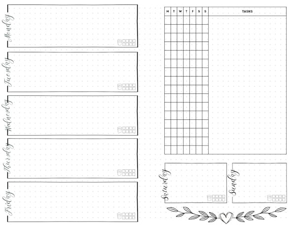 Weekly spread - Allastair Method - Landscape