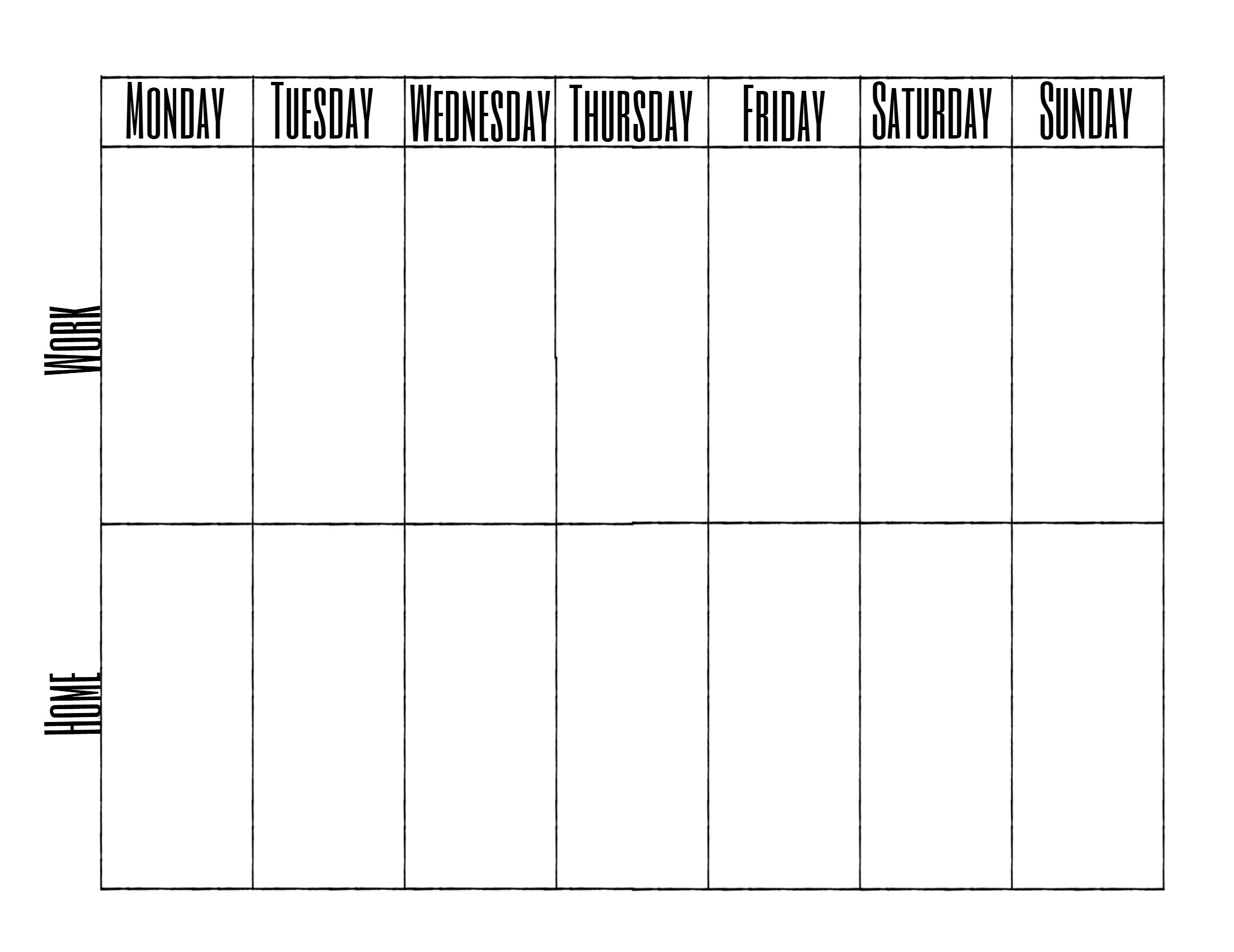 Bullet Journal – Weekly Spread – Work/Home - Sunday or Monday Start